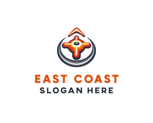 East - Arrow Compass Directions logo design