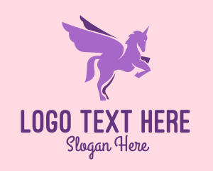 Girly - Purple Flying Unicorn logo design