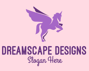 Fictional - Purple Flying Unicorn logo design