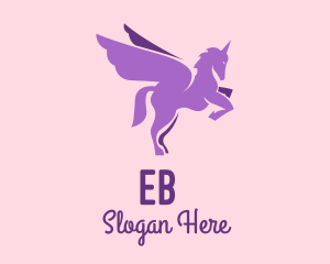 Purple Flying Unicorn logo design