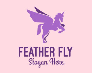 Purple Flying Unicorn logo design