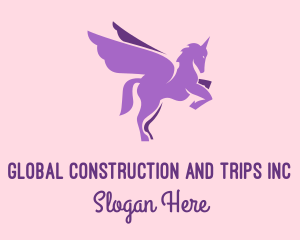 Pony - Purple Flying Unicorn logo design