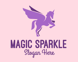 Purple Flying Unicorn logo design