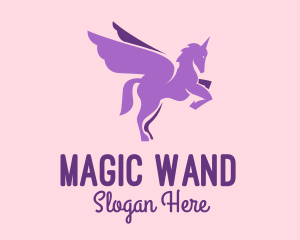 Purple Flying Unicorn logo design