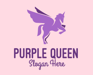 Purple Flying Unicorn logo design