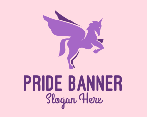 Purple Flying Unicorn logo design