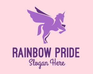 Purple Flying Unicorn logo design