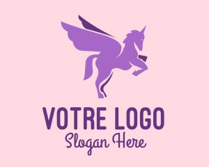 Girly - Purple Flying Unicorn logo design