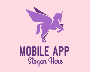 Cute - Purple Flying Unicorn logo design