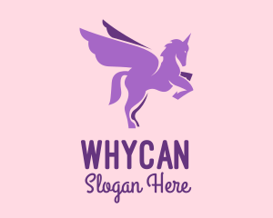 Character - Purple Flying Unicorn logo design