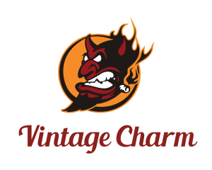 Old School - Smoking Devil Halloween logo design