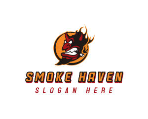 Smoking - Smoking Devil Halloween logo design