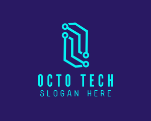 Tech Circuit Letter O logo design