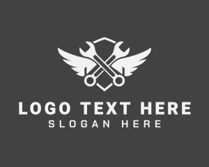 Wrench - Mechanic Wrench Wings logo design