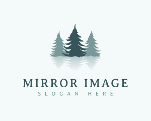 Reflection - Green Pine Tree Reflection logo design