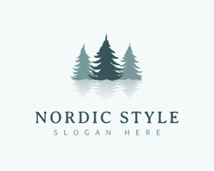 Scandinavian - Green Pine Tree Reflection logo design