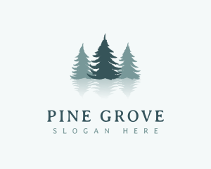 Green Pine Tree Reflection logo design