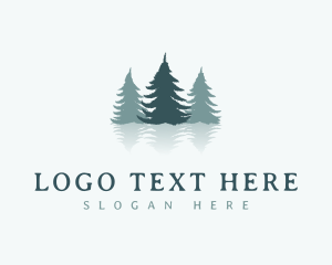 Tree - Green Pine Tree Reflection logo design