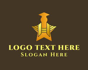 Knowledge - Golden Graduate Star logo design