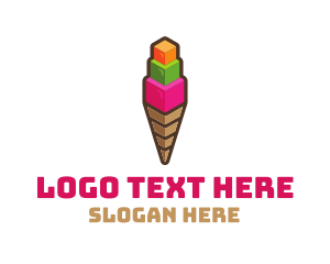 Cone - Cube Ice Cream logo design