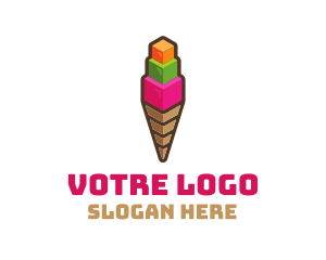 3d - Cube Ice Cream logo design