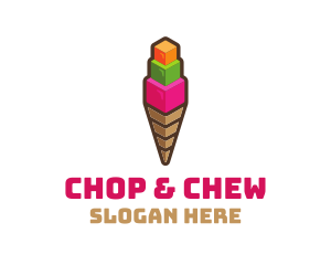 Pixel - Cube Ice Cream logo design