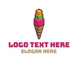 Gelato - Cube Ice Cream logo design