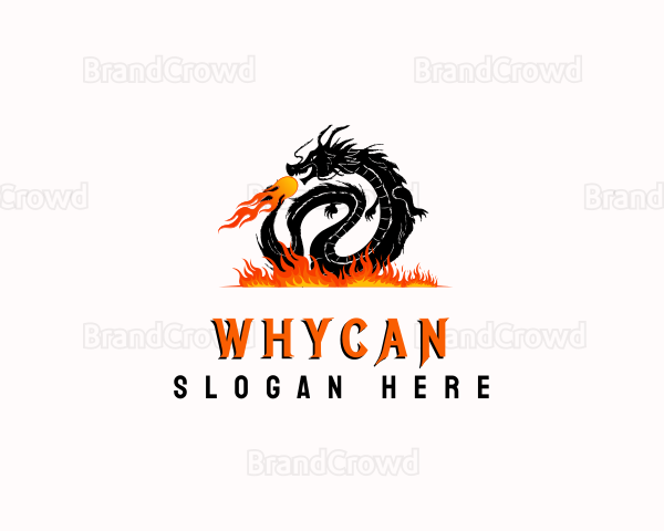Mythical Fire Dragon Logo