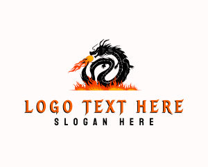 Mythology - Mythical Fire Dragon logo design
