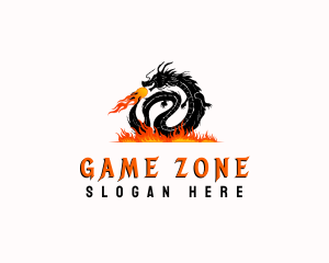 Mythical Fire Dragon logo design