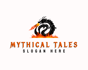 Mythical Fire Dragon logo design