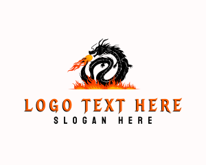 Fantasy - Mythical Fire Dragon logo design