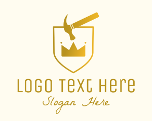 Golden - Royal Hammer Shield logo design