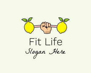 Fitness Lemon Dumbbell logo design