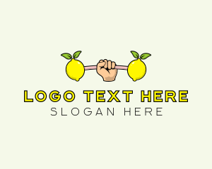 Fitness Lemon Dumbbell logo design