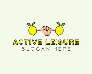 Fitness Lemon Dumbbell logo design