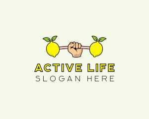 Gym Lemon Dumbbell logo design