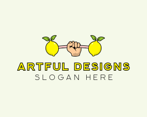 Gym Lemon Dumbbell logo design