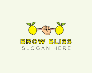 Fitness Lemon Dumbbell logo design