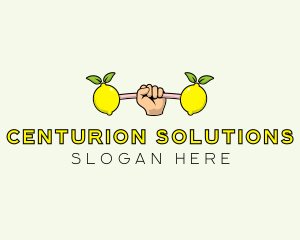 Gym Lemon Dumbbell logo design