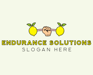 Fitness Lemon Dumbbell logo design