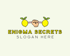 Fitness Lemon Dumbbell logo design