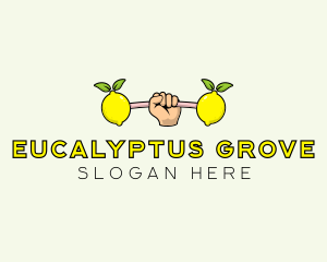 Fitness Lemon Dumbbell logo design