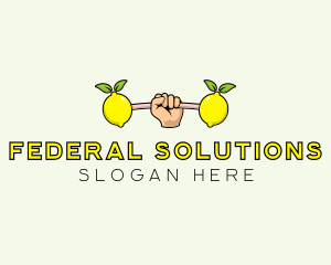 Gym Lemon Dumbbell logo design