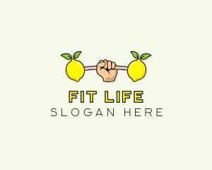 Fitness Lemon Dumbbell logo design