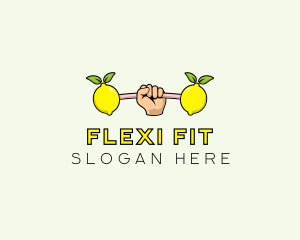 Fitness Lemon Dumbbell logo design