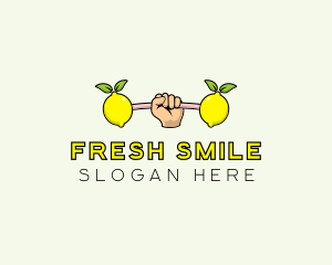 Fitness Lemon Dumbbell logo design