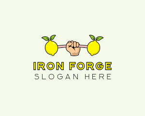 Gym Lemon Dumbbell logo design