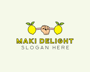 Gym Lemon Dumbbell logo design