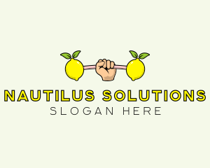 Fitness Lemon Dumbbell logo design